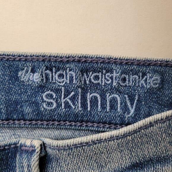 7 For All Mankind High Waist Ankle Skinny Jean Black Sequin Embroidery leg 32/26 - Picture 5 of 8